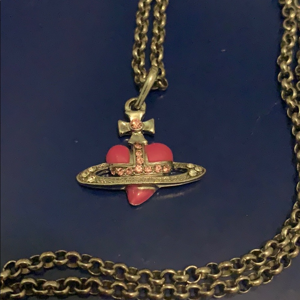 Vivienne Westword Pink Heart Orb Necklace